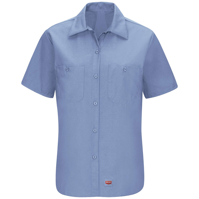 Red Kap WomensWomen's Short Sleeve Work Shirt with Mimix™ Short Sleeve Button Down Shirt - Blue - XX-Large
