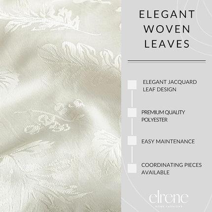 Elrene Home Fashions Elegant Woven Leaves Jacquard Damask Wrinkle Resistant Tablecloth, 60" x 102, Oblong, Ivory