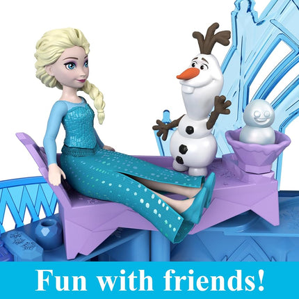 Mattel Disney Frozen Toys, Elsa Stackable Castle Doll House Playset with Small Doll and 8 Pieces, Inspired by the Disney Frozen Movies, Kids Travel Toys and Gifts, HLX01