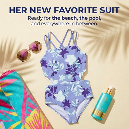 Kanu Surf Traje de Baño Entero con Recortes para Niñas, Julia Morado, 10