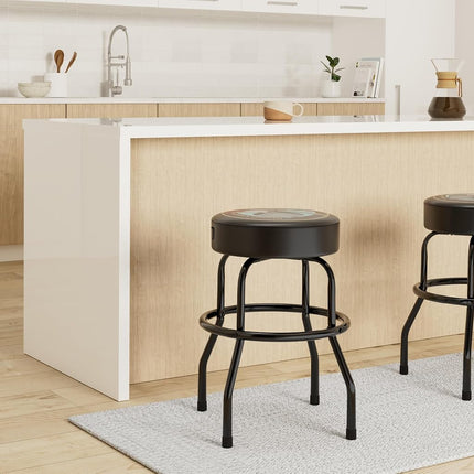 Tabouret de bar pivotant avec logo Fender Guitars & Amps et pochette pour médiators, excellents cadeaux pour papa, avec 1 an de garantie limitée, assemblage simple, noir/noir, 24"