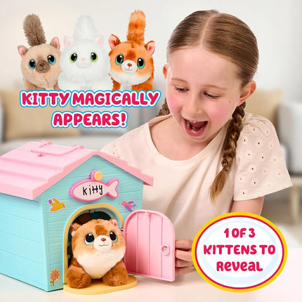 Little Live Pets My Kitty's Home Mini Playset, Mystery Kitty Plush Reveal, Build and Decorate Toy Pet Carrier, Repeat Play, Cat House Toys for Kids 5+