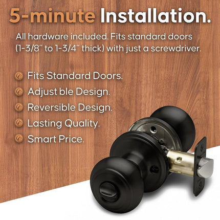 Copper Creek CK2020BC-3 Colonial Passage Function Door 3 knob Multipack, Black Finish