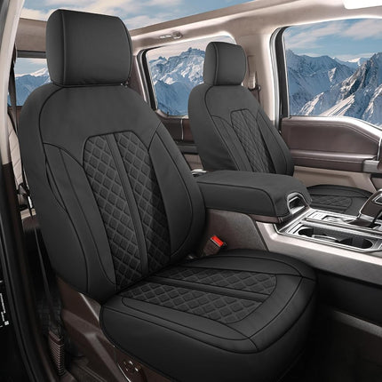 Tecoom Tacoma Car Seat Cover - Leather Front Seats Covers, Waterproof Automotive Protector Cushion Interior Covers, Custom Fit for 2016-2023 Toyota Tacoma Double/Crew Cab, Black