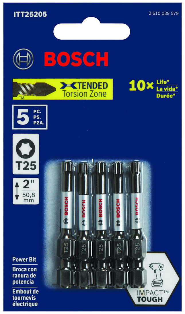 BOSCH ITT25205 5 Pc. 2 In. Torx #25 Impact Tough Screwdriving Bit