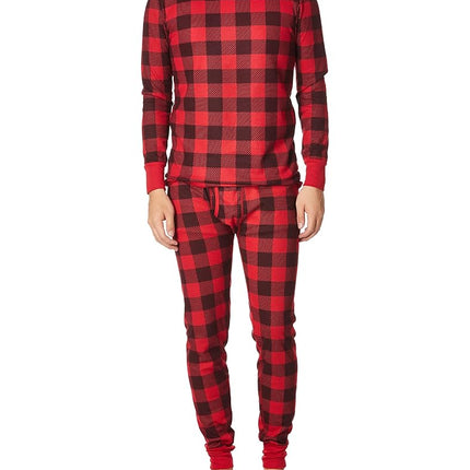 Fruit of the Loom Men's Thermal Waffle Sleep Set (Top and Bottom) Base Layer, Red, XXL