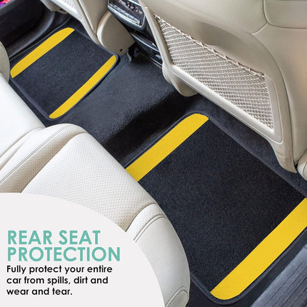 FH Group F14407YELLOW Universal Fit Premium Carpet Yellow Automotive Floor Mats fits most Cars, SUVs, and Trucks with Driver Heel Pad, Full Set