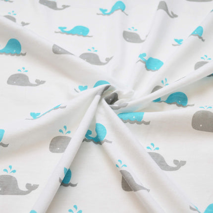 American Baby 100% Natural Cotton Value Jersey Knit Fitted Pack N Play, Playard Sheet, Aqua Whales, Soft Breathable, for Boys and Girls, 27 x 39 Inch (Pack of 1)