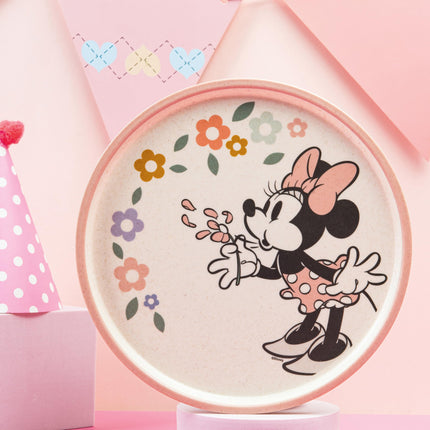 Juego de vajilla Zak Designs Disney para niños, 3 piezas, plato, tazón y vaso de melamina y bambú duraderos y sostenibles son perfectos para la hora de la cena en familia (Minnie Mouse)