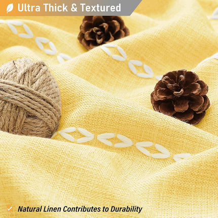 BTTN 72x96 Extra Long Boho Linen Heavy Duty Shower Curtain Set, Yellow