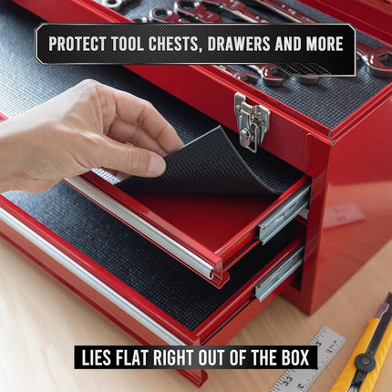Precision Defined Professional Grade Tool Box Liner, Black | Non-Slip Thick Cabinet Shelf Liner (18" x 24 ft)