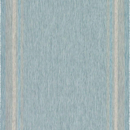 Unique Loom Outdoor Collection Casual Solid Border Indoor and Outdoor Transitional Aquamarine Area Rug (7' x 10')