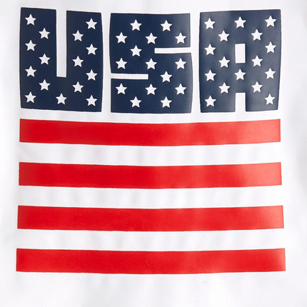 The Children's Place Boys' and Toddler 2-Piece Short Sleeve Rashguard and Swim Trunk, USA American Flag, 6-9 Months