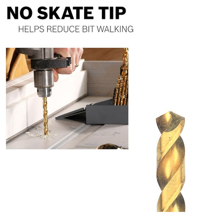 BOSCH TI2145 1-Piece 9/32 in. x 4-1/4 in. Titanium Nitride Coated Metal Drill Bit with Straight Shank for Applications in Heavy-Gauge Carbon Steels, Light Gauge Metal, Hardwood