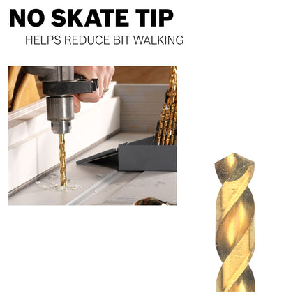 BOSCH TI2145 1-Piece 9/32 in. x 4-1/4 in. Titanium Nitride Coated Metal Drill Bit with Straight Shank for Applications in Heavy-Gauge Carbon Steels, Light Gauge Metal, Hardwood