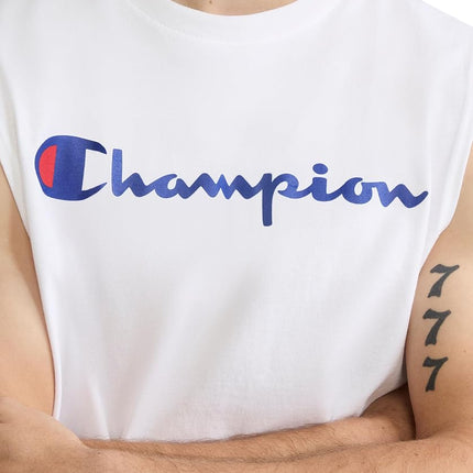 Champion Men's Graphic Jersey Muscle Shirt, White, XXL