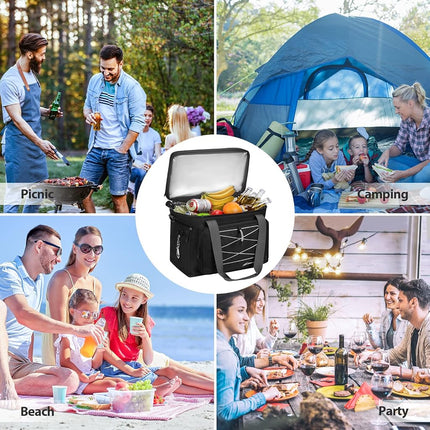 Maelstrom Nevera Plegable de Lona - 60 latas, Bolsa Nevera Grande Aislada a Prueba de Fugas para Almuerzo, Portátil para Compras, Camping, Fiestas en el Portón Trasero y Viajes por Carretera, ¿Negra?