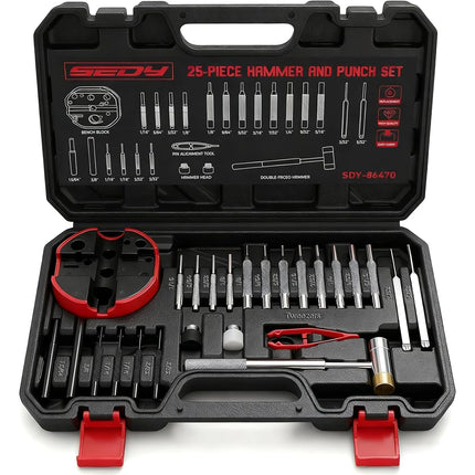 Premium Pin Punch Hammer Set: 25-Piece Punch Set a