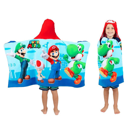 Franco Kids Bath and Beach Soft Cotton Terry Hooded Towel Wrap, 24" x 50", Mario