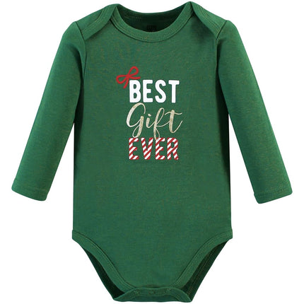 Hudson Baby unisex-baby Cotton Long-sleeve Bodysuits, Christmas Gift 3-pack, 3-6 Months