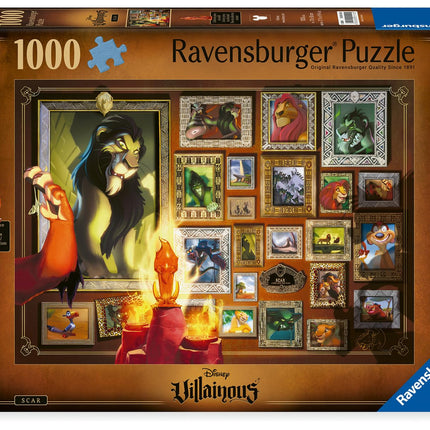 Ravensburger Disney Villainous: Scar and Figurine 1000 Piece Jigsaw Puzzle for Adults - 12001112 - Handcrafted Tooling, Made in Germany, Every Piece Fits Together Perfectly