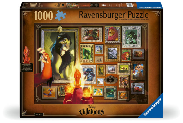 Ravensburger Disney Villainous: Scar and Figurine 1000 Piece Jigsaw Puzzle for Adults - 12001112 - Handcrafted Tooling, Made in Germany, Every Piece Fits Together Perfectly