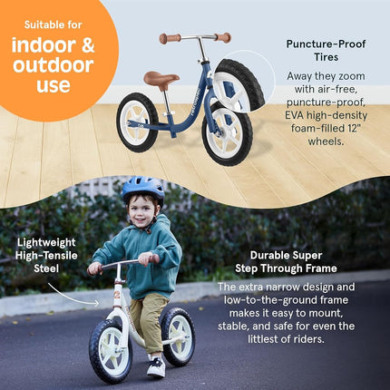Retrospec Cub 2 Bicicleta de Equilibrio de 12" para Niños Pequeños, 18 Meses - 3 Años, Bicicleta de Iniciación Sin Pedales para Niñas y Niños, Neumáticos sin Pinchazos, Asiento Ajustable y Cuadro Duradero