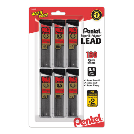 Pentel Super Hi-Polymer Refills, 0.5 mm Fine, HB, 