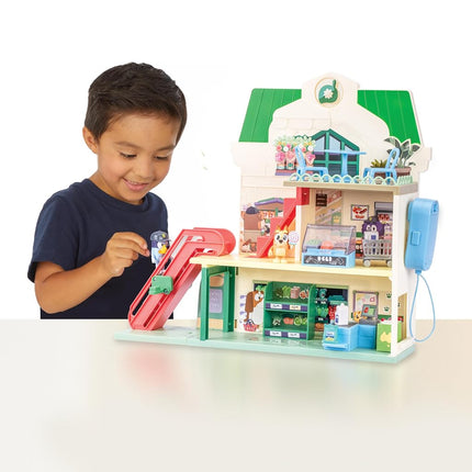 Bluey Supermarket Playset, 3 Different Levels With Exclusive Bluey and Bingo Figures. Includes Working Escalator, 24 Sounds and 15+ Play Pieces Plus Fun Intercom, Over 40cm (15") Tall.