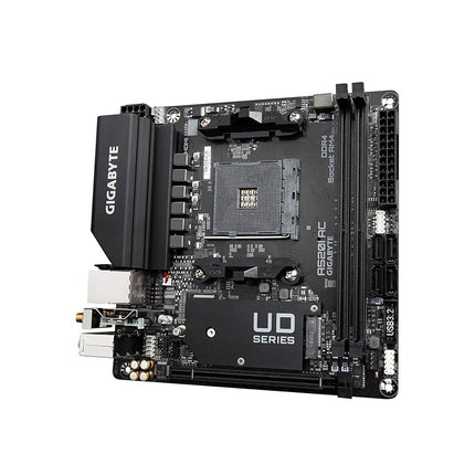 Gigabyte A520I AC (AMD Ryzen AM4/Mini-ITX/Direct 6 Phases Digital PWM with 55A DrMOS/Gaming GbE LAN/Intel WiFi+Bluetooth/NVMe PCIe 3.0 x4 M.2/3 Display Interfaces/Q-Flash Plus/Motherboard)