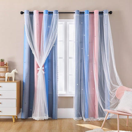 XiDi Dreamy Curtains for Kids Rooms, Princess Blac