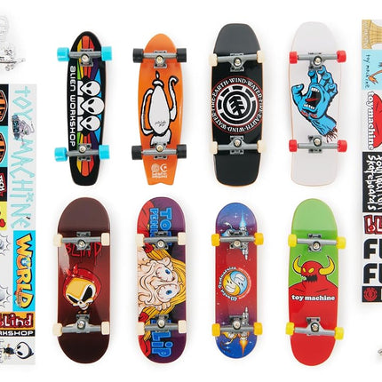 Tech Deck, 25th Anniversary 8-Pack Fingerboards with Exclusive Figure, Collectible and Customisable Mini Skateboards, Kids’ Toys for Ages 6 and up