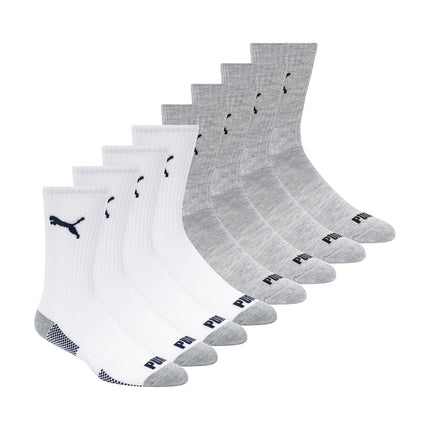 PUMA Men's 8 Pack Athletic Cushioned Crew Socks, W