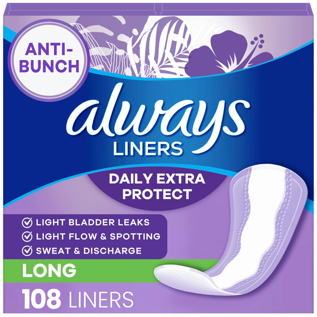 Always Daily Extra Protect Liners, Long Length, Un