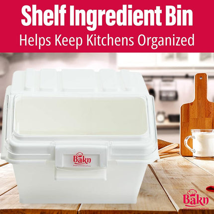 Bakn 6.3 Gallon / 100 Cup Shelf Ingredient Bin with Flip Lid & Scoop Included