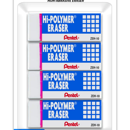 Pentel� Hi-Polymer Erasers, White, Pack of 4