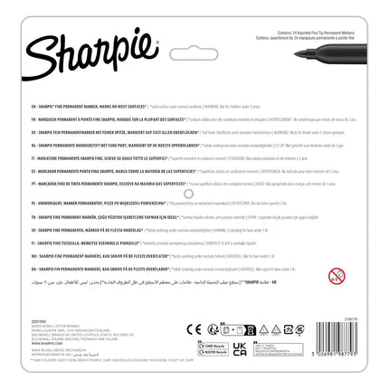 Sharpie Glam Pop Permanent Markers | Fine Point for Bold Details | Assorted Vibrant Colours | 24 Marker Pens