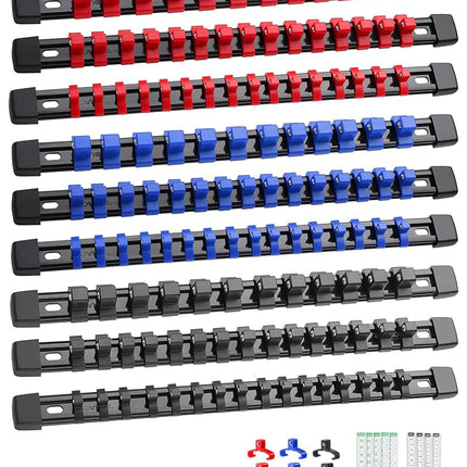 ALOANES 9PC ABS Socket Organizer, 1/2 inch, 3/8 in