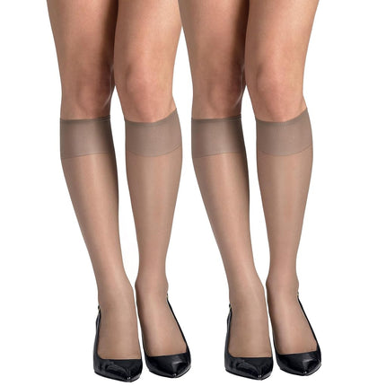 Hanes Silk Reflections Lot de 2 mi-bas pour femme Sandalfoot, Taupe Doux, Taille Unique