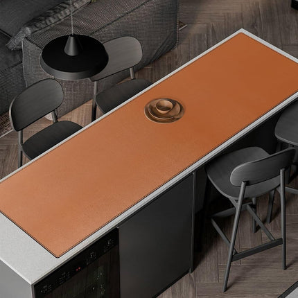 ZORESYN PU Leather Desk Mat Black - 170x50cm Large Mouse Pad, Waterproof Anti-Oil Dining Table mat Desk Pad with Non-Slip Base, Computer Desk Mat for Gamer, Office & Home
