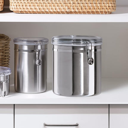 Oggi Stainless Steel Airtight Canister with Clamp, 5 x 6.25-Inch