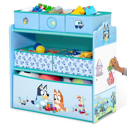 Delta Children - Bluey Design & Store 6 Bin Toy Storage Organizer - Greenguard Gold Certified, Blue