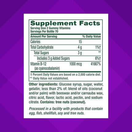 Vitafusion Vitamin B-12 1000 mcg Gummy Supplement, 140ct