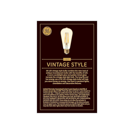 GE Lighting Vintage Edison Style LED Light Bulbs, 6 Watts (60 Watt Equivalent) Warm Candle Light, Amber Glass, Medium Base, Dimmable (2 Pack)