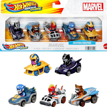 Hot Wheels RacerVerse, Set of 5 Die-Cast Marvel To
