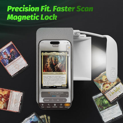 Card Scanner Pro for Trading Cards – MTG & TCG Card Scanner Stand with LED Light and Magnetic Base, Quickly Scan and Price Check Unsleeved Collectible Cards, Compatible with ManaBox and Magic TCG Apps
