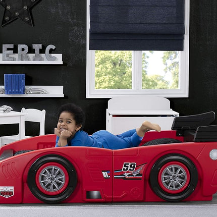 Delta Children Grand Prix Race Car Child and Double Bed, Plastic, Black, 94,49x45,34x21,47 inch (Pack of 1)
