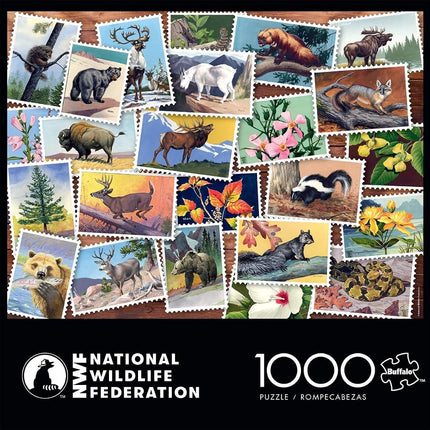 Buffalo Games - National Wildlife Foundation - Stamp Collage - 1000 Piece Jigsaw Puzzle for Adults Challenging Puzzle Perfect for Game Nights - Finished Puzzle Size is 26.75 x 19.75