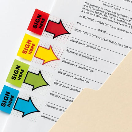 Post-it Sign and Date Flags, 50/Dispenser, 2 Dispensers/Pack, 1 in Wide, Bright Green (680-SD2)