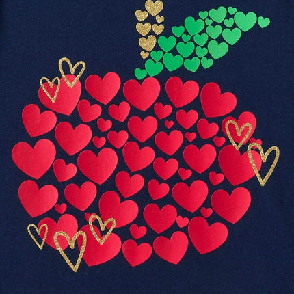 The Children's Place Girls' School Days Short Sleeve Graphic T-Shirts, Multipack, Apple Hearts/1st Day 1st Grade/Girl, Small